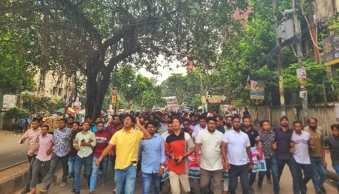 চকবাজারের নৃশংস হত্যার প্রতিবাদে জবি ছাত্রদলের বিক্ষোভ 