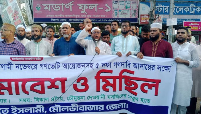 মৌলভীবাজারে জামায়াতসহ ৩ দলের বিক্ষোভ