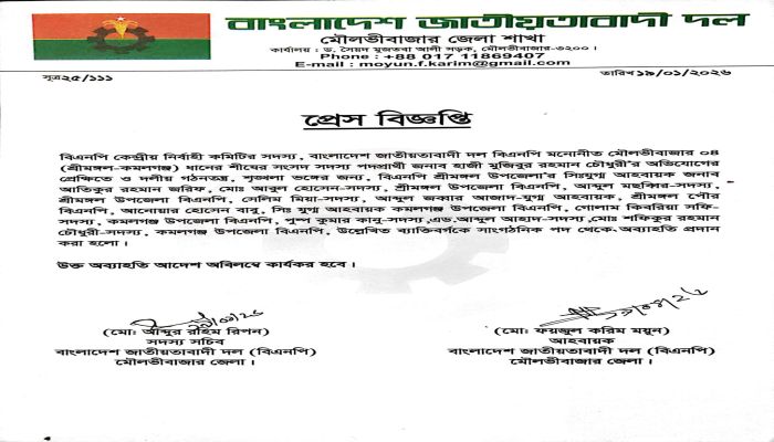 দলীয় শৃঙ্খলা ভঙ্গের অভিযোগে বিএনপির ২১ নেতা অব্যাহতি