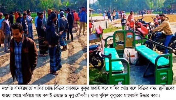 খাসির নামে কুকুরের মাংস বিক্রির চেষ্টা: কসাই ও সহযোগী পলাতক