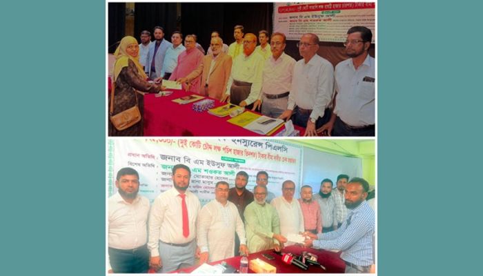 পটুয়াখালী ও ভোলায় ৫ কোটি টাকার বীমা দাবির চেক দিল পপুলার লাইফ