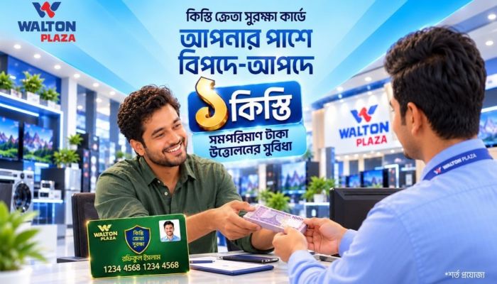 জরুরি প্রয়োজনে এক কিস্তির সমপরিমাণ অর্থ উত্তোলন করতে পারবেন ওয়ালটন প্লাজার ক্রেতারা